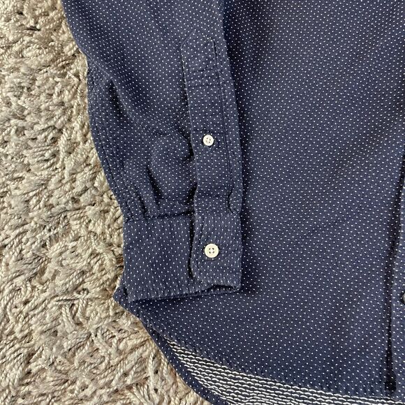 Taylor Stitch Shirt Mens 38 Blue Polka Dot Handmade Button Up Logo Outdoor USA - Picture 6 of 11